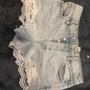 Trendy Lace Jean Shorts